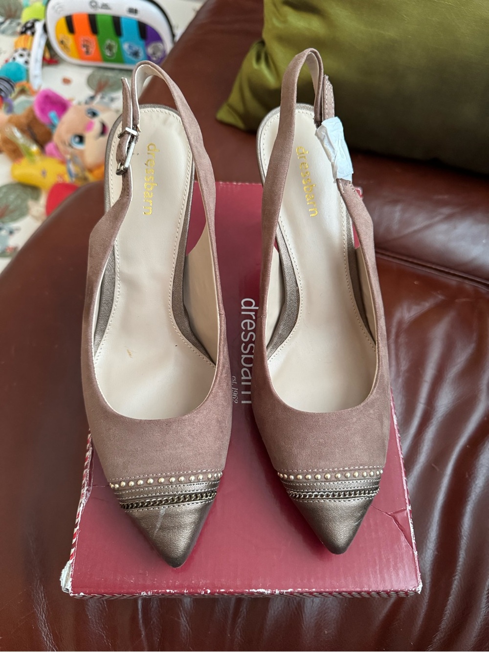 Dress Barn Blush Slingback Heels with Metallic Toe - Picture 2 of 4
